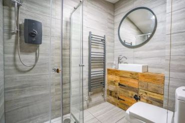 Modern bathroom with walk-in shower