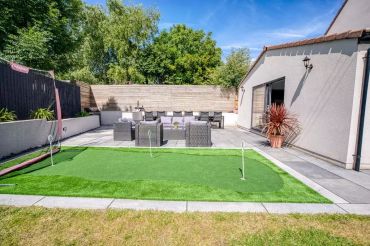 Landscaped backyard with patio